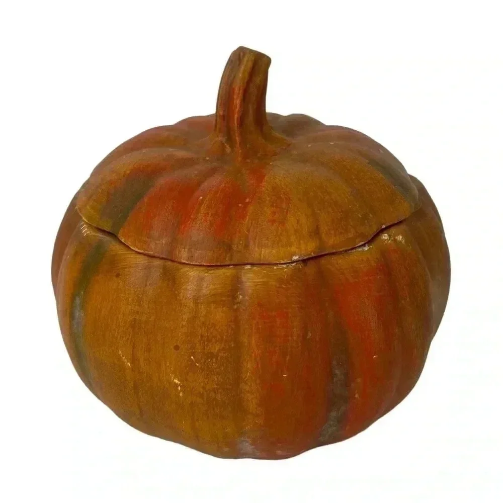 VTG RAGSHOP PUMPKIN SCENTED CANDLE CERAMIC PUMPKIN HALLOWEEN THANKSGIVING DECOR
